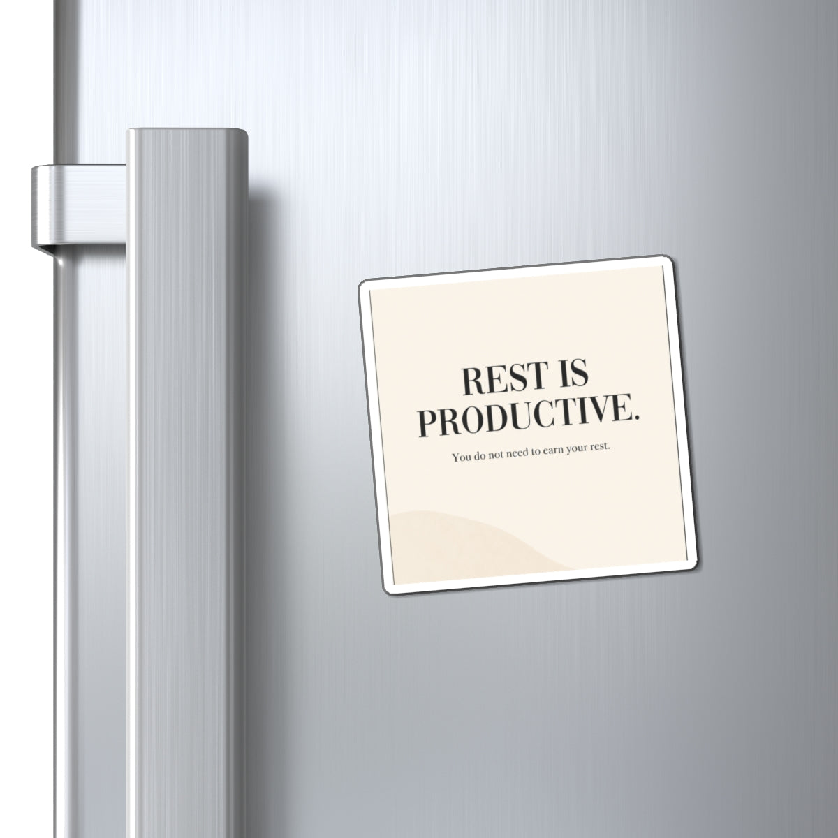 Rest Is Productive Square Magnet — Self-Care Quote Refrigerator Magnet